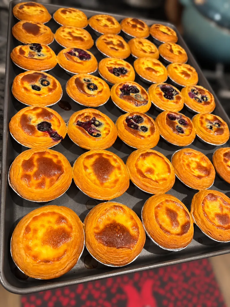 Baked Portuguese-style egg tarts